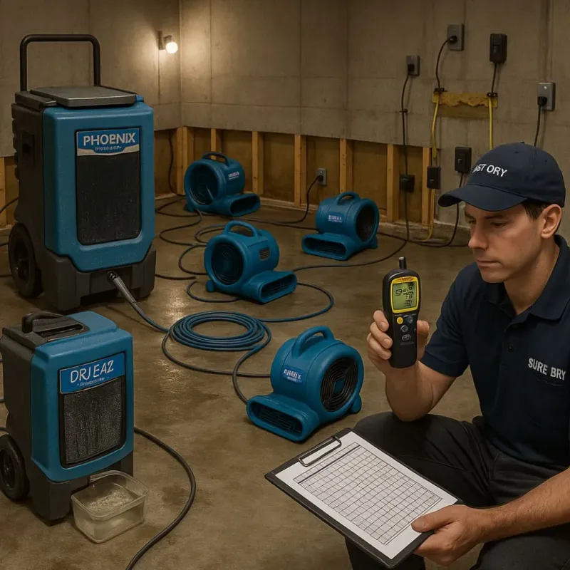 Structural Drying and Dehumidification process in Moses Lake North, WA